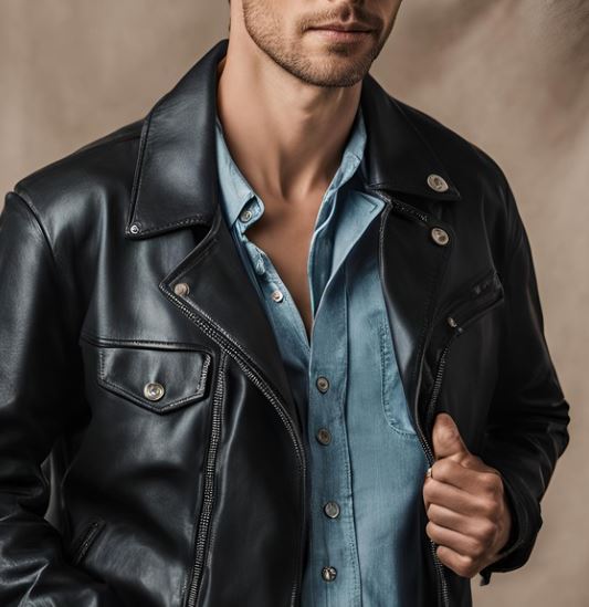 you can wear a button down shirt under a men's leather jacket