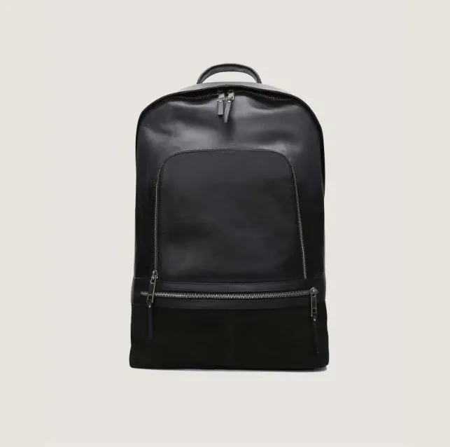 Black classic backpack leather men NOVIDO