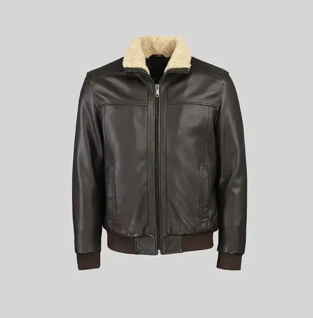 Full grain bomber black leather jacket men by NOVIDO