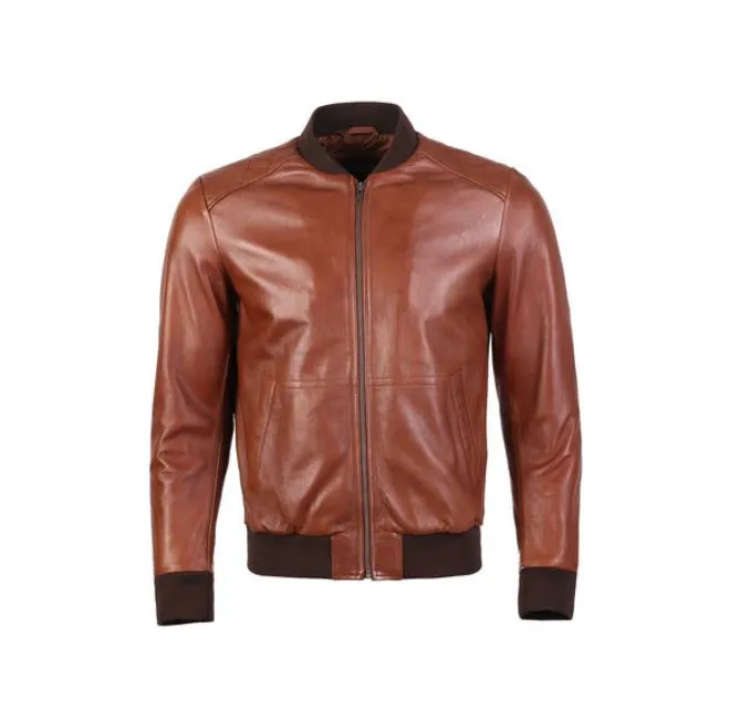 brown leather jacket